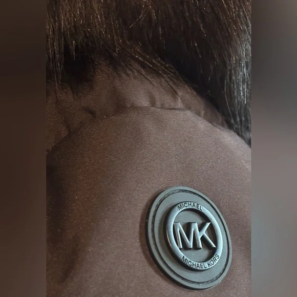 Michael Kors Chocolate Winter Puffer Coat MK Jacket Fur Hood Size S M L XL NWT - Picture 7 of 12